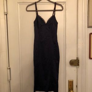 Navy blue lingerie inspired midi dress sz 0